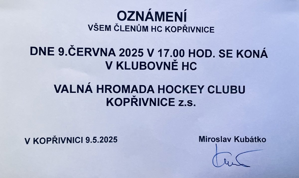 Valná hromada se blíží